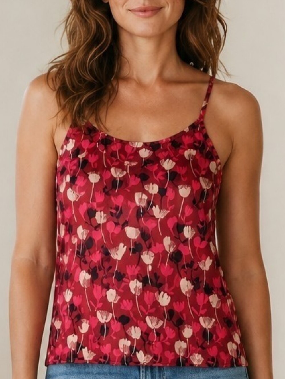 CAbi Harmony Cami 6629 Wine Blossom Limited Edition Floral Camisole Discontinued